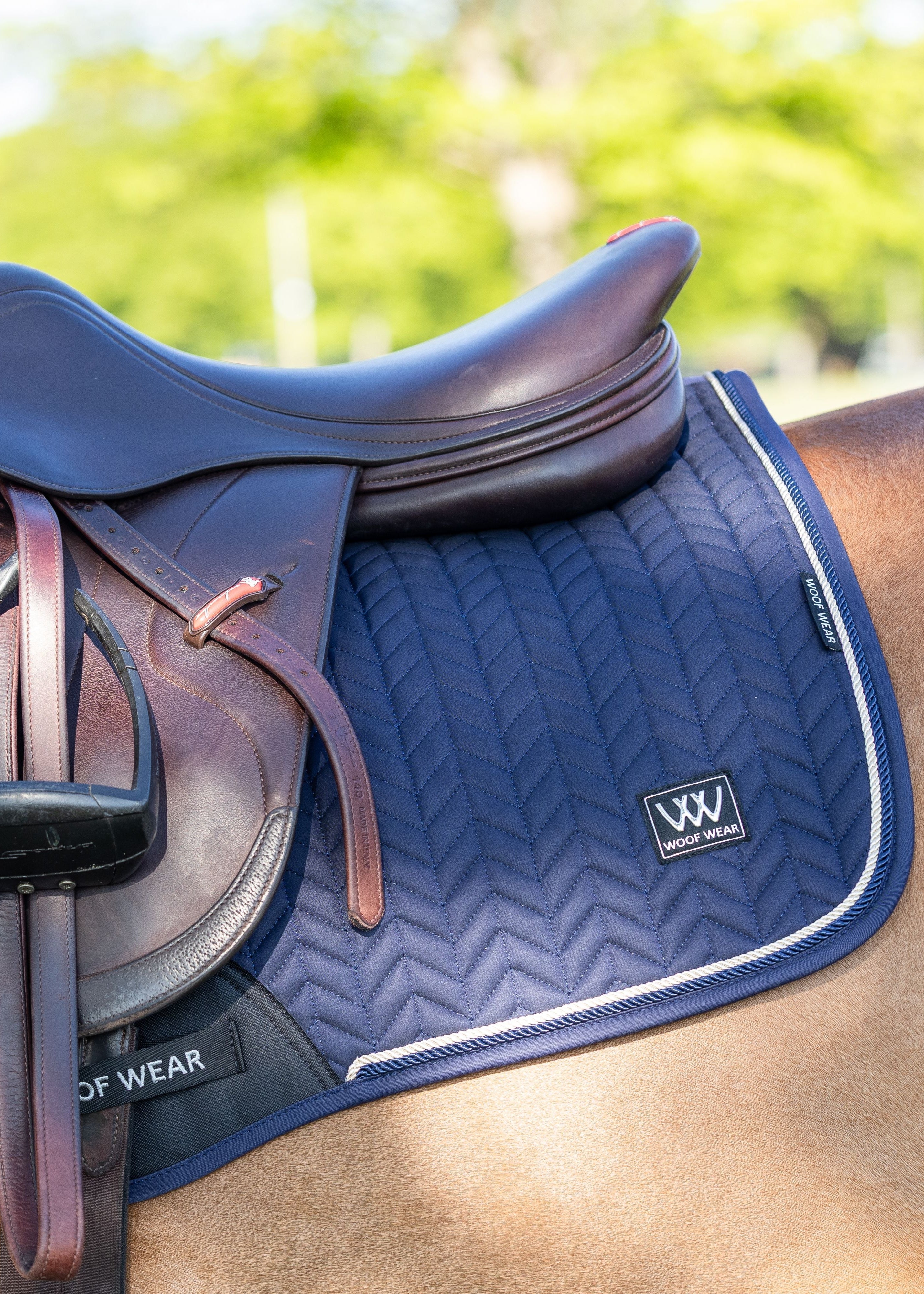 Woof Wear Herringbone Close Contact Saddle Pad in navy