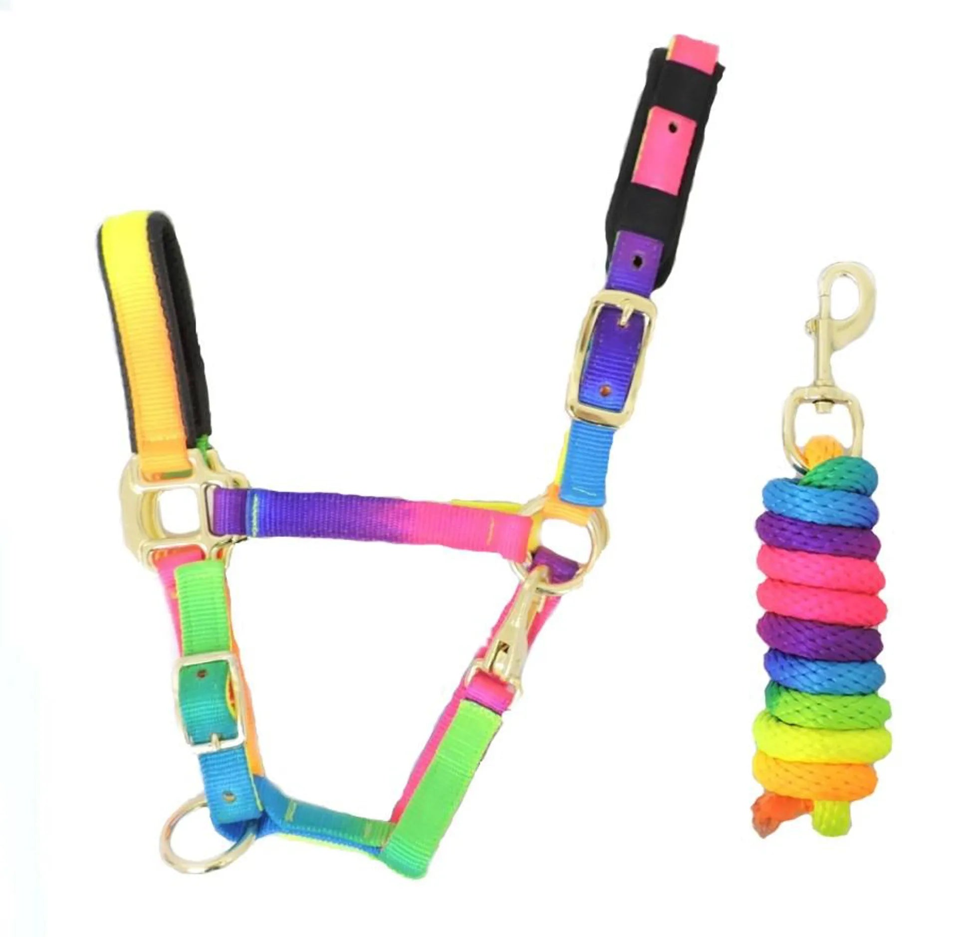 KM Elite Rainbow Headcollar & Lead Rope Set XXS
