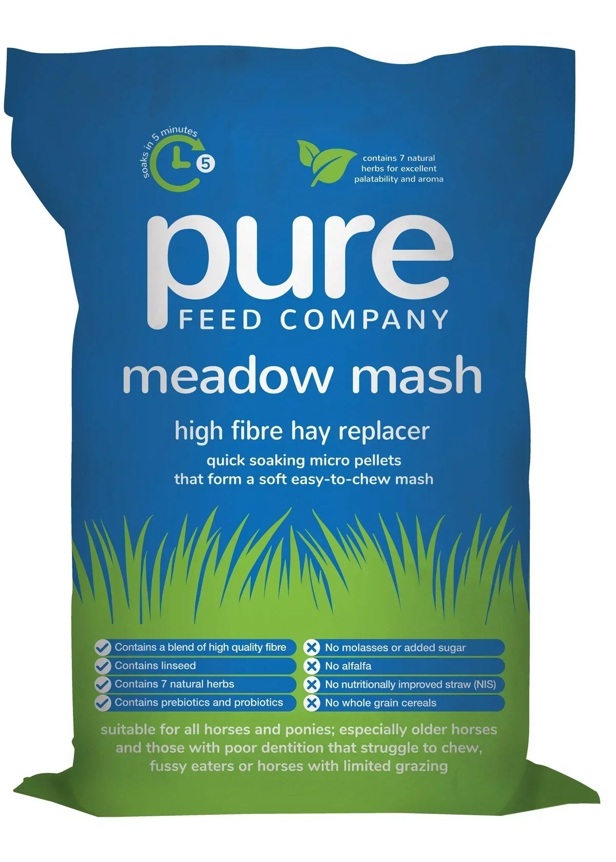 Pure Meadow Mash 15kg – Fast Soaking Hay Replacement for Horses & Ponies