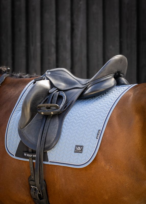 Woof Wear Herringbone Dressage Saddle Pad in steel blue