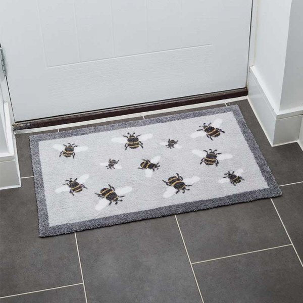 Smart Garden Busy Bees Ritzy Rug 45x75cm - Absorbent Indoor Doormat with Gel Foam Backing
