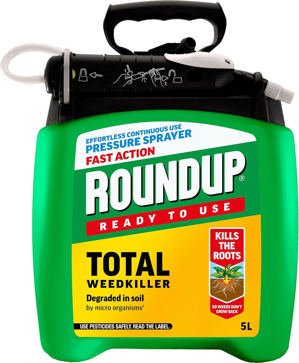 Roundup Total Ready-to-Use Weedkiller Pump ’N Go 5L – Fast Action Root Kill Spray for Paths, Patios & Driveways