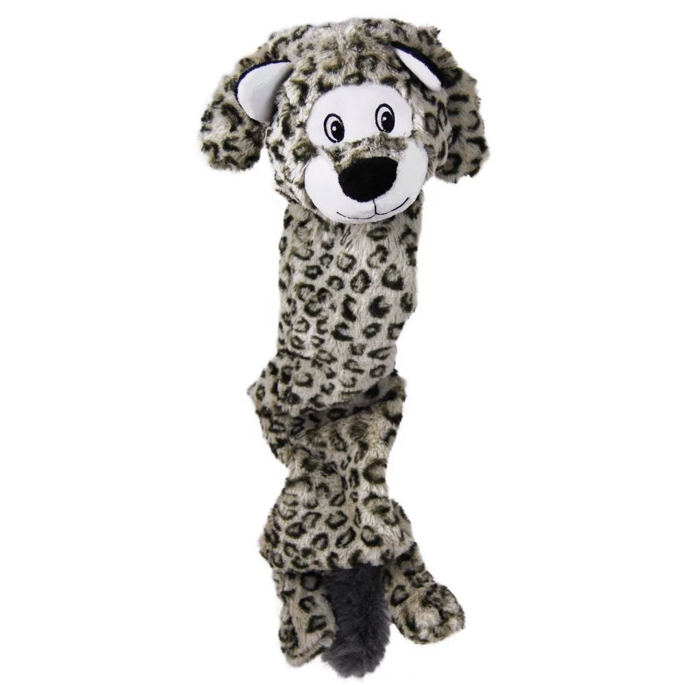 KONG Stretchezz Jumbo Snow Leopard – XLarge (Extra-Long Squeaky Stretch Toy)
