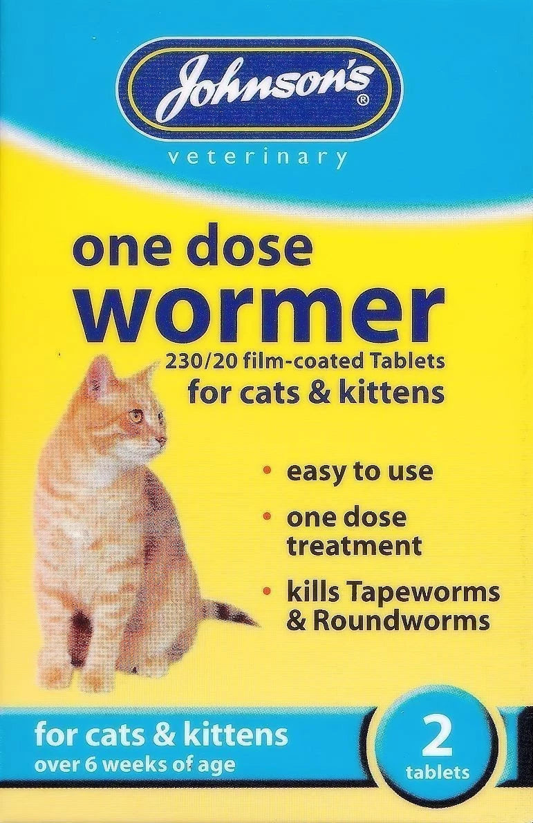 Johnsons Cat Wormer One Dose Cat Deworming Treatment Internal Parasite Control Tablets