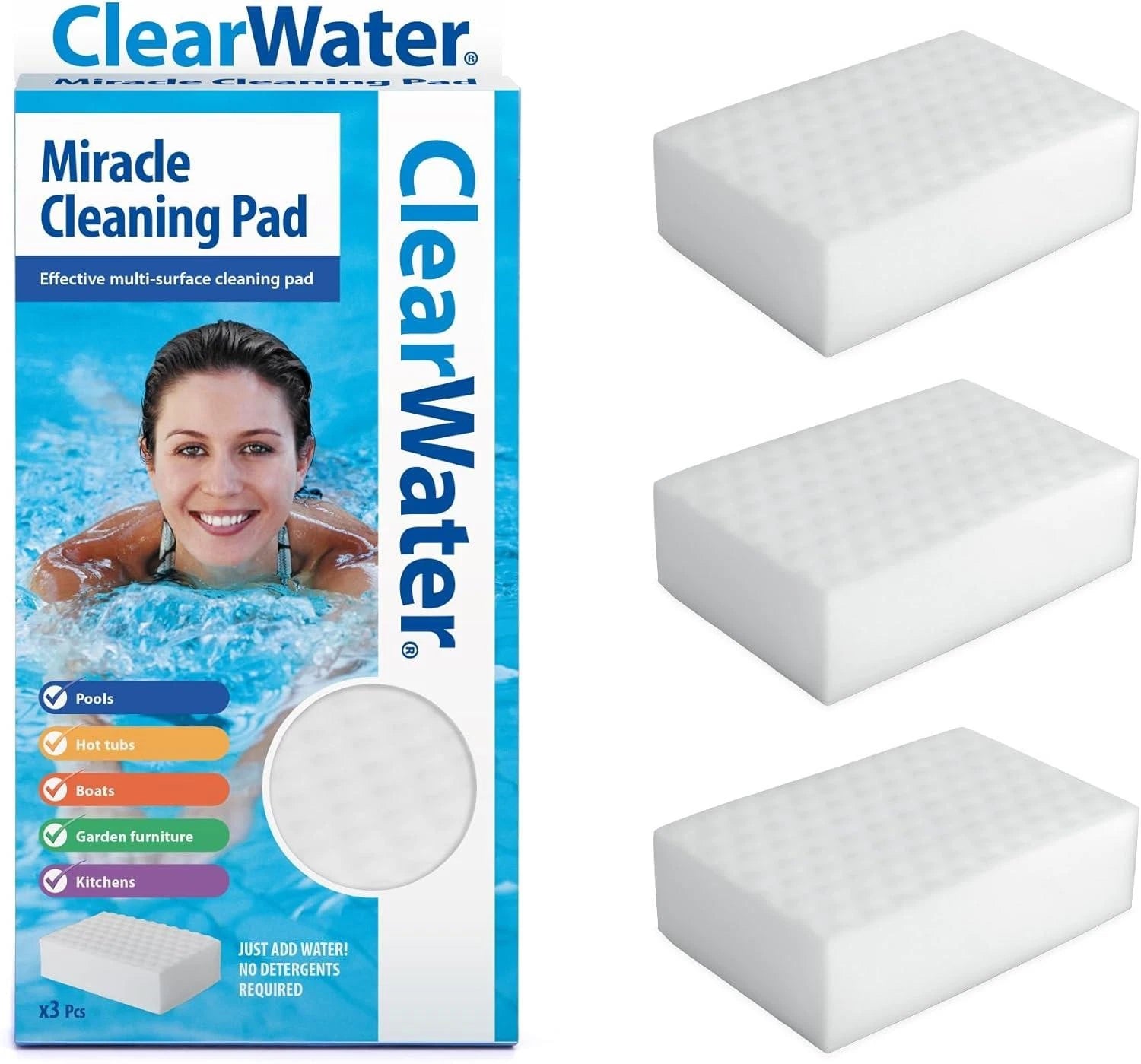 ClearWater Miracle Pad Cleaner – Pack of 3 Chemical-Free Cleaning Pads for Spas, Hot Tubs & Pools - Animall