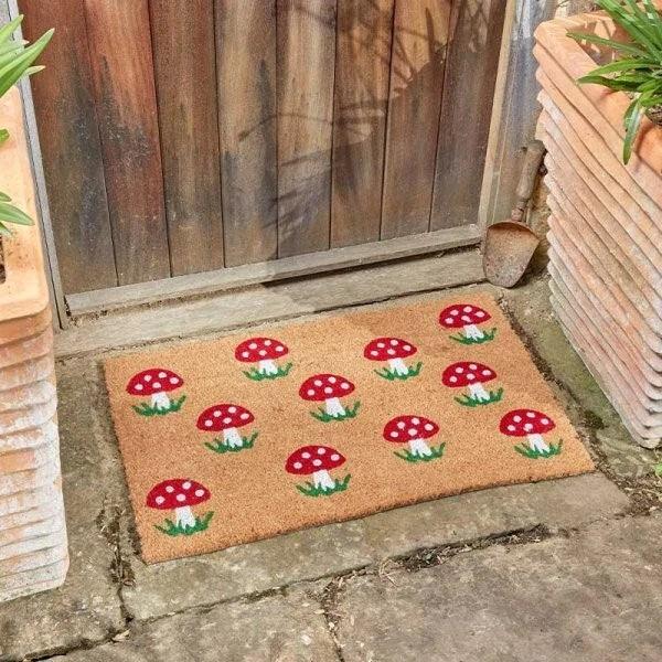 Non-Slip Door Mat – Heavy Duty Natural Coir Mushroom Welcome Rug (Indoor & Outdoor) 45 X 75CM - Animall