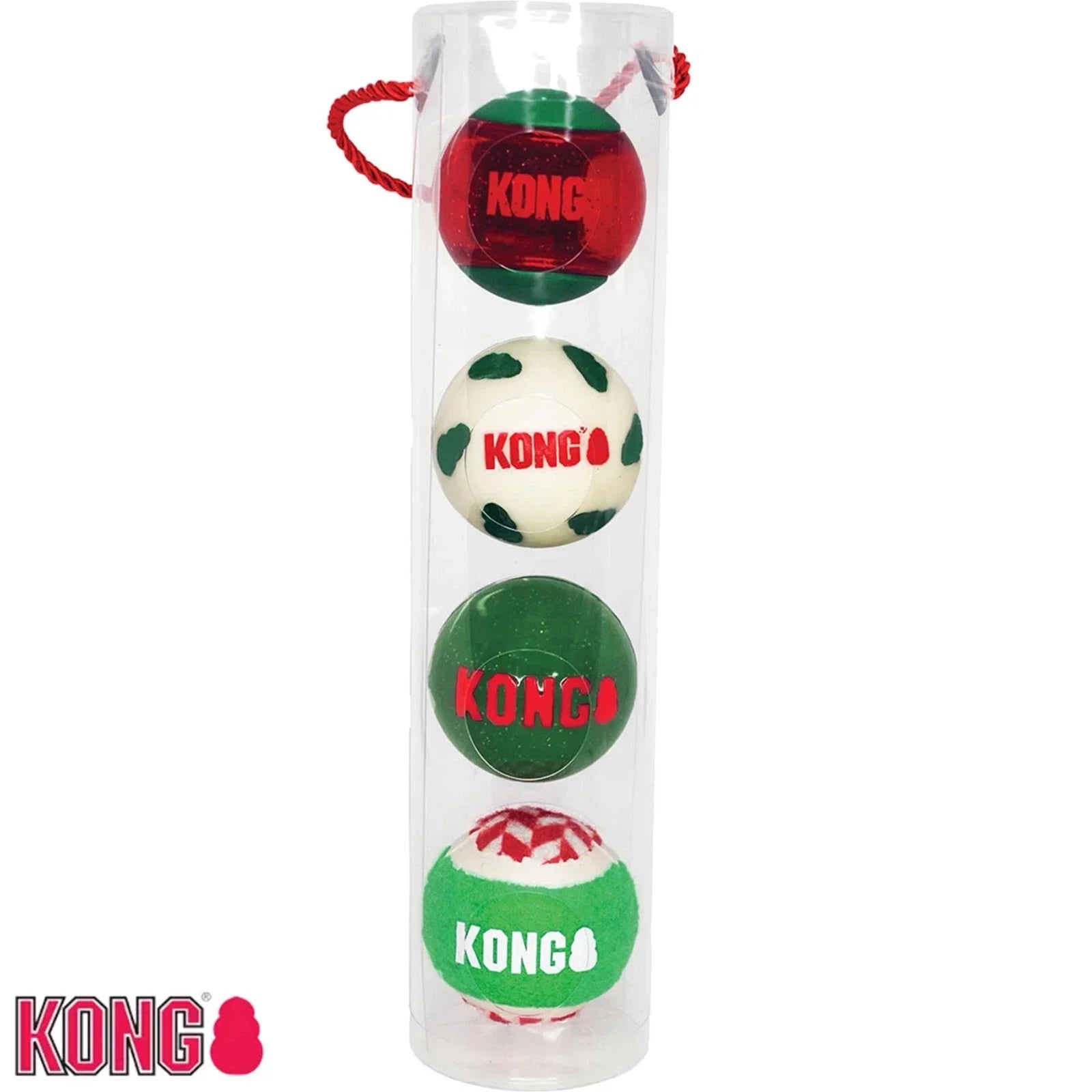 KONG Holiday Occasions Balls – Dog Toy (Medium, 4 Pack)