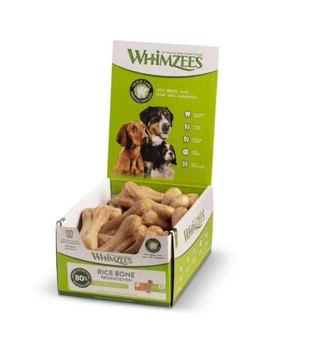Whimzees Rice Bone Large Box – Box of 23 Treats | Natural Dental Chew | Dog Treats