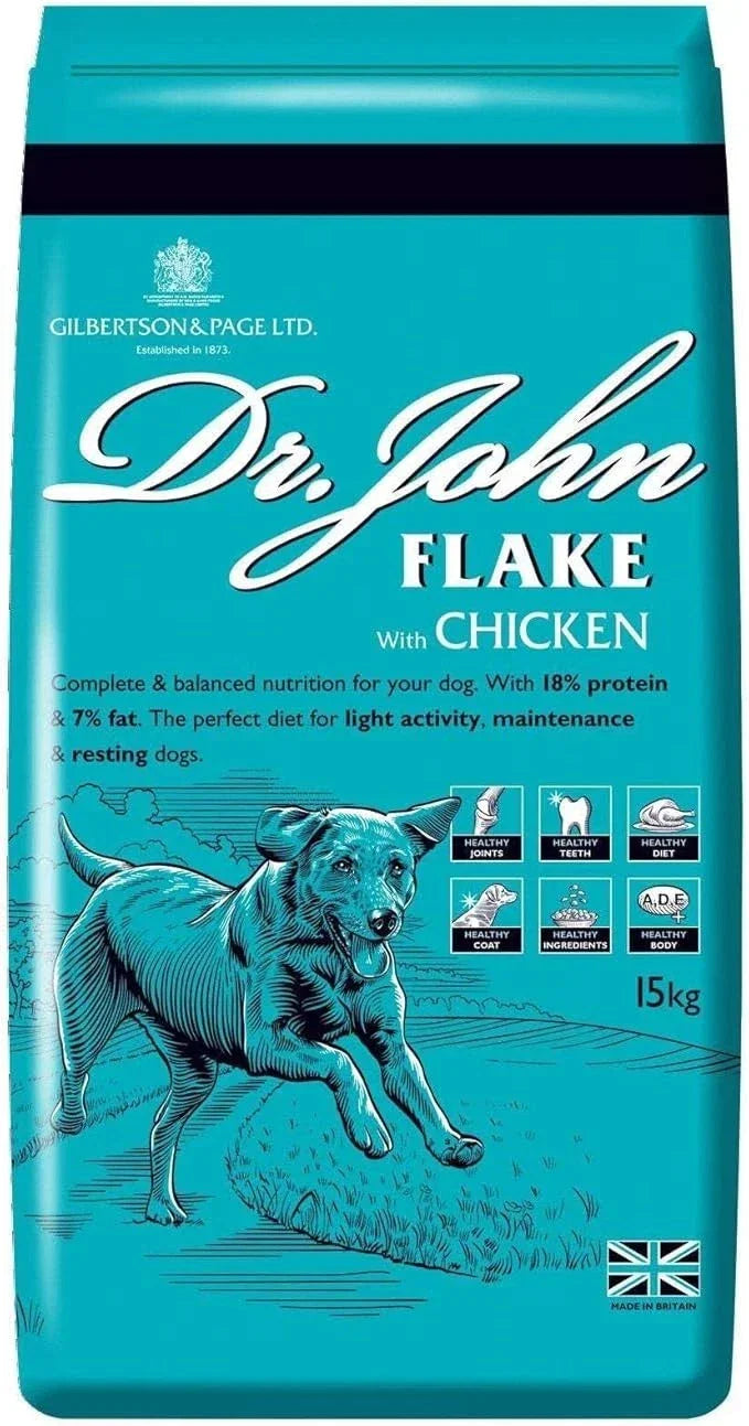 Dr John Flake Dry Dog Food 15kg With Chicken – Lightly Active Adult & Senior