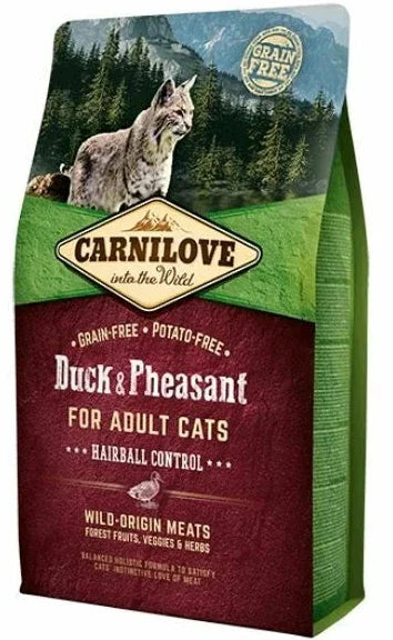 Carnilove Duck & Pheasant Adult Dry Cat Food – Hairball Control, Grain-Free, 2kg
