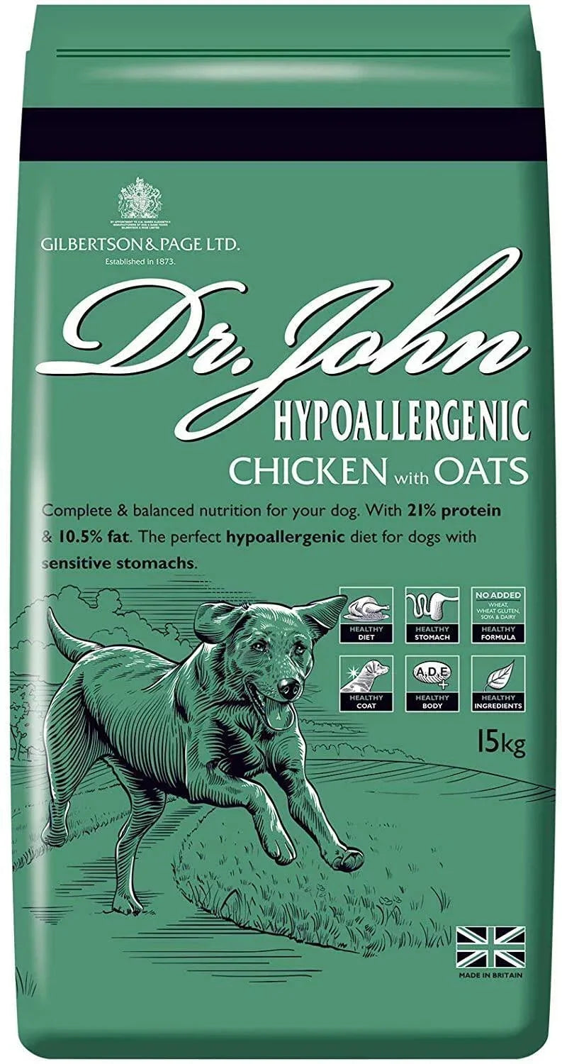 Dr John Wheat-Free Hypoallergenic Dry Dog Food 15kg - Chicken with Oats Dry Dog Food