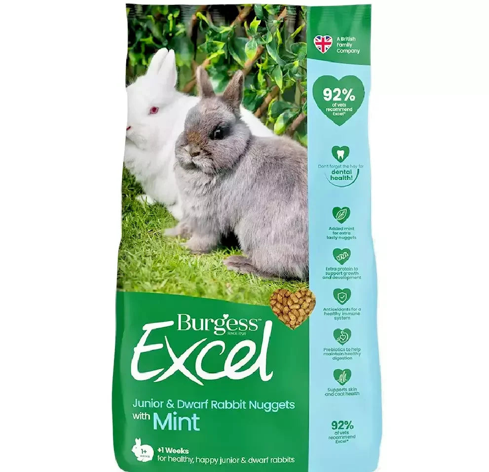 Burgess Excel Junior and Dwarf Nuggets with Mint Rabbit Food 1.5 kg