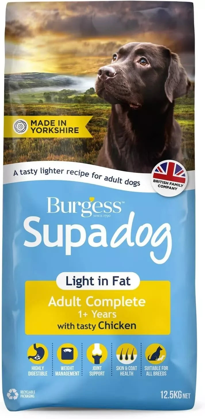 Burgess Supadog Light in Fat with Chicken – Adult Dry Dog Food 12.5kg