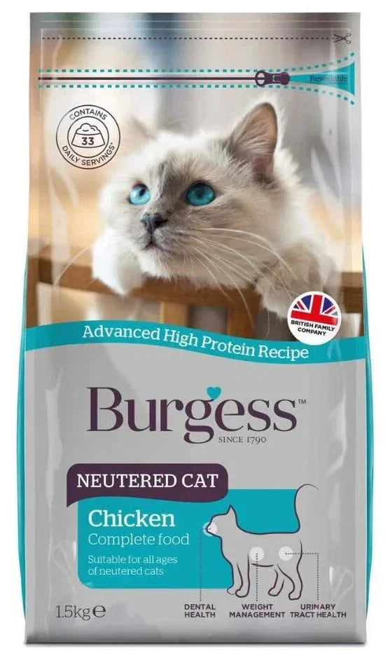 Burgess Supacat Cat Neutered – 1.5kg High Protein, Dry Food