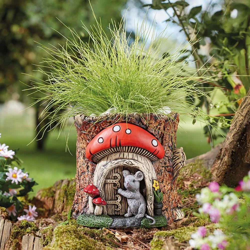 Smart Garden Doormouse Planter - Weatherproof Fairy Garden Pot for Succulents & Small Plants