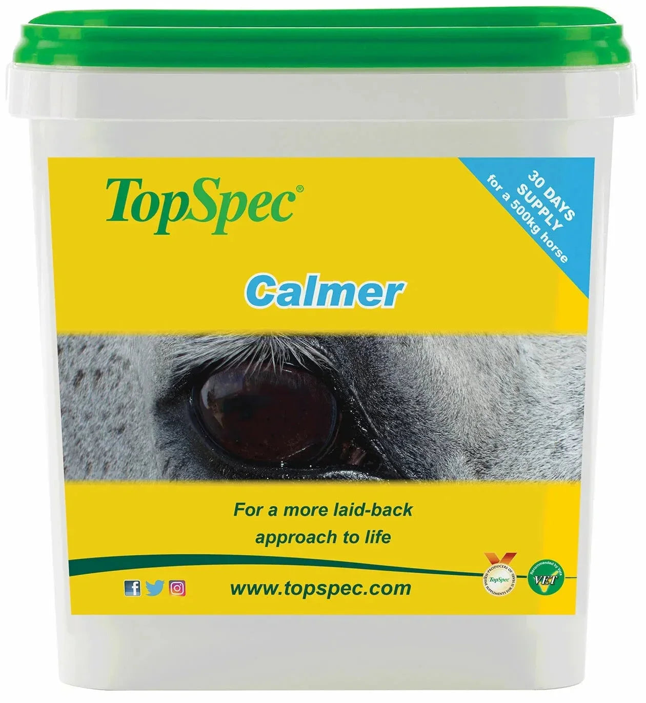 TopSpec Calmer 3kg – Nutritional Support for Anxious, Nervous or Excitable Horses