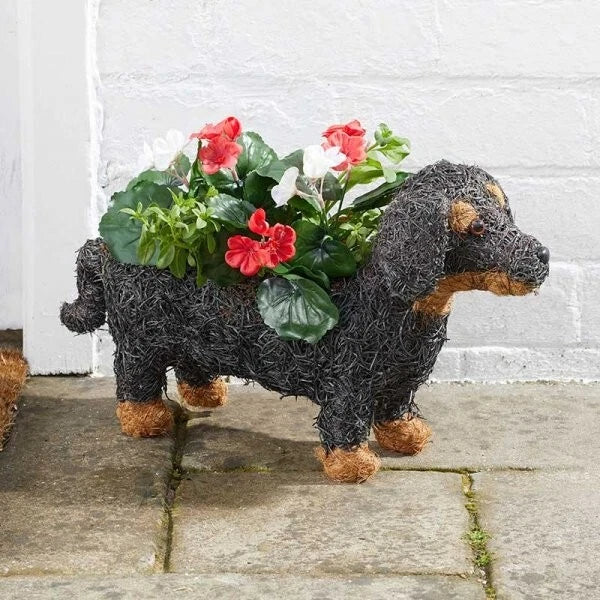 Smart Garden Sausage Dog Planter - Weatherproof Indoor/Outdoor Dachshund-Shaped Plant Pot