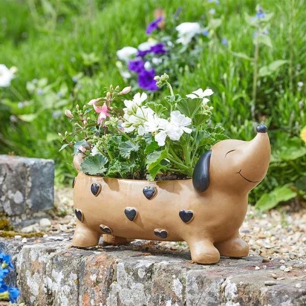 Smart Garden Pooch Heart Planter - Weatherproof Indoor/Outdoor Dog-Shaped Decorative Plant Pot