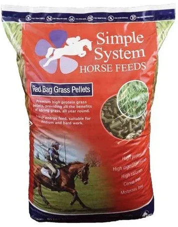 Simple System Red Bag Grass Pellets 20kg – Premium High-Protein Horse Feed