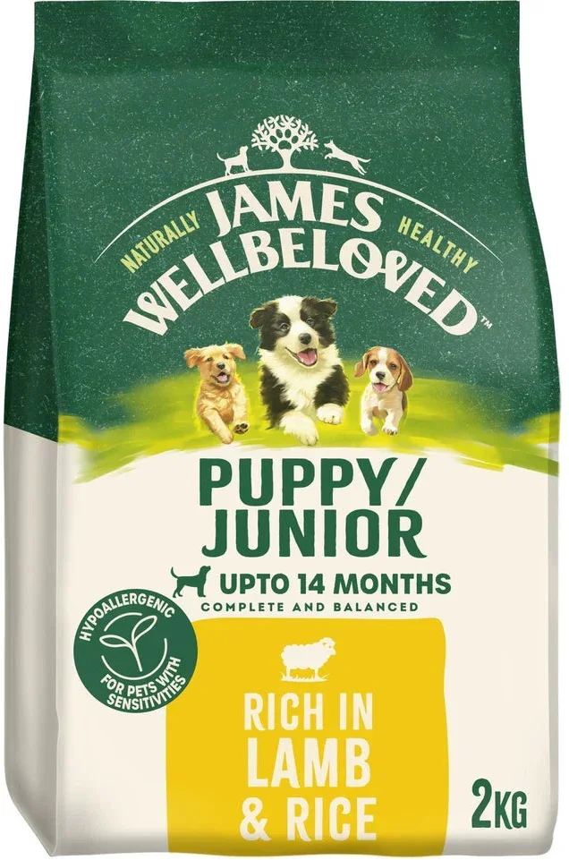 James Wellbeloved Puppy Dry Dog Food Lamb & Rice 2kg – Hypoallergenic & Natural