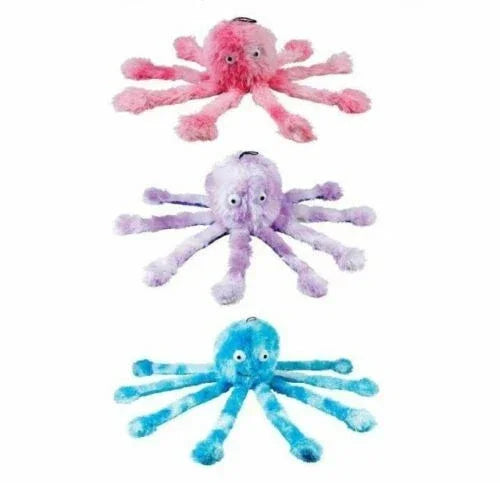 Gor Pets Reef Octopus Dog Toy – Plush, Squeaks & Crinkles (38cm) – Blue / Purple / Pink - Animall