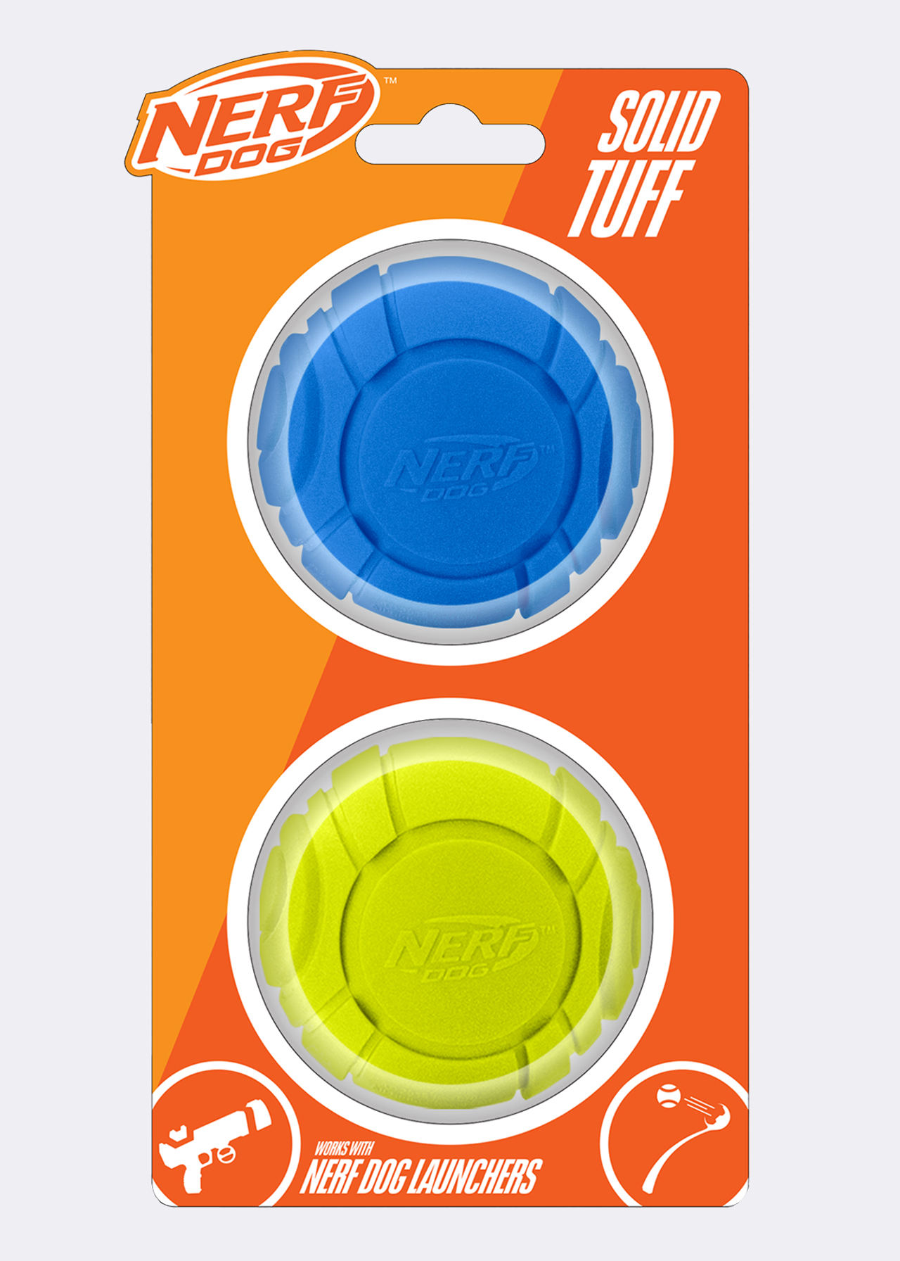 Nerf Dog solid foam sonic balls, 2.5 inch, 2 pack, light blue and green