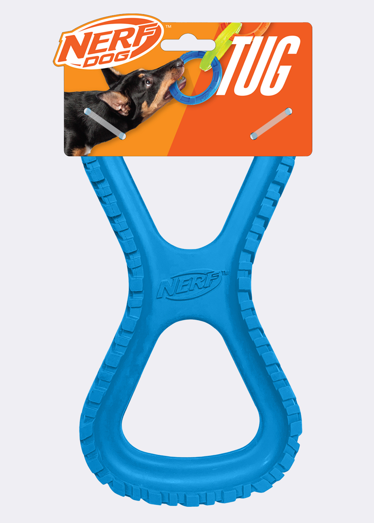Nerf Dog Rubber Tire Infinity Tug dog toy, 10 inch, blue