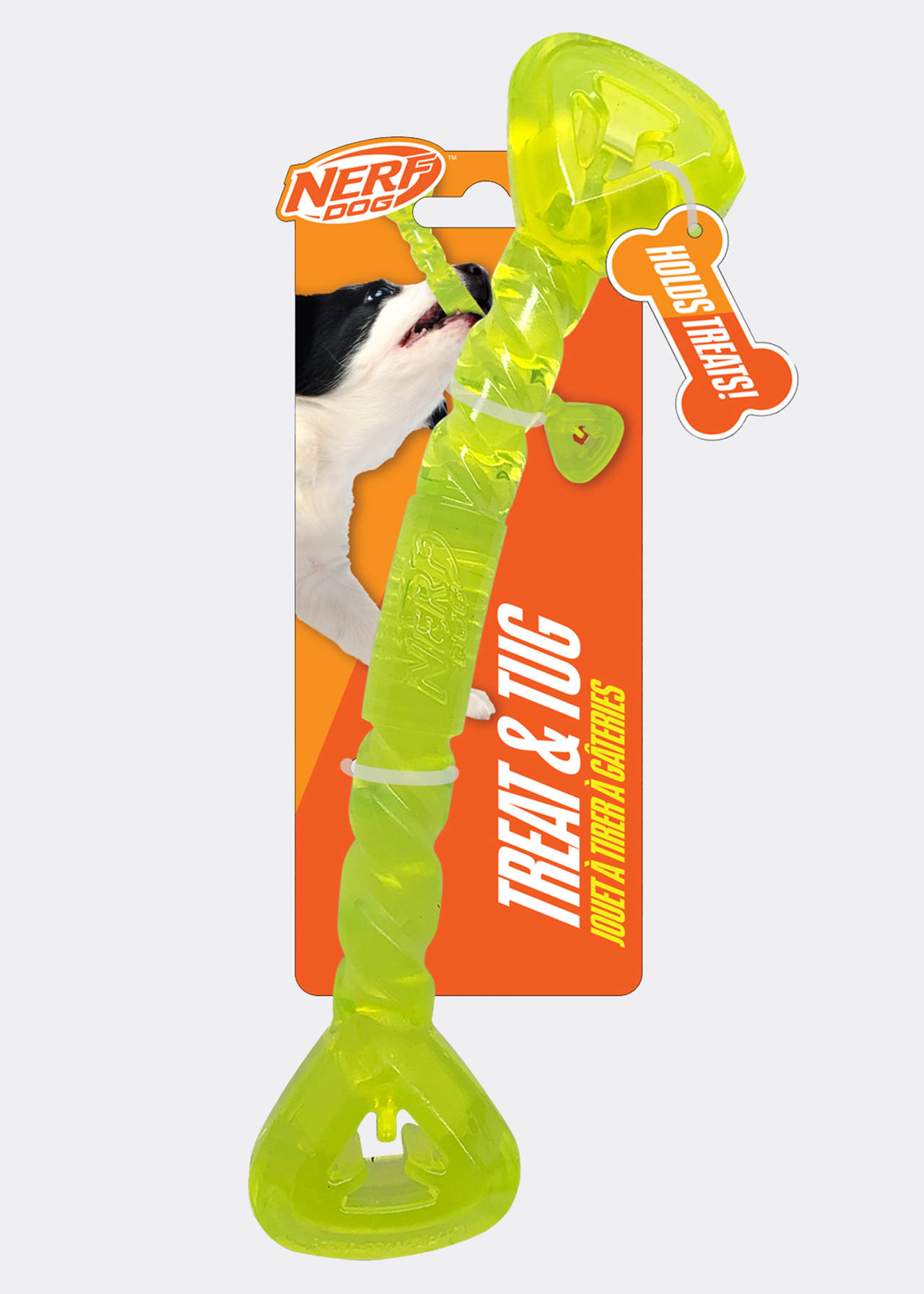 Nerf Dog TPR treat tug bone dog toy, 11 inch, green