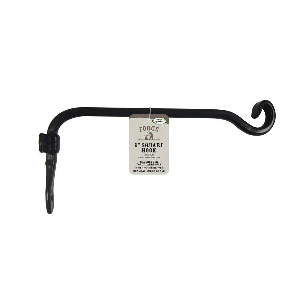 Smart Garden 8in Forge Square Hook - Powder Coated Steel Hanging Basket Wall Bracket