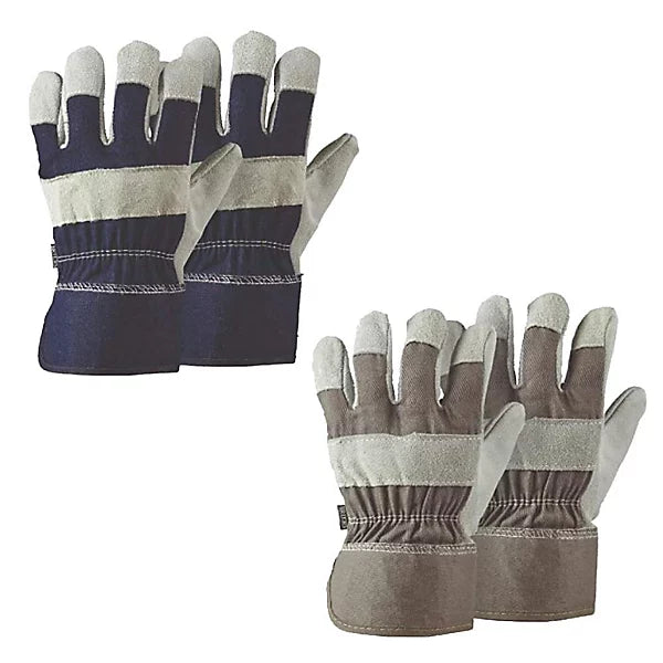 Smart Garden Tuff Riggers Navy & Grey L9 Twin Pack - Heavy Duty Gardening Gloves