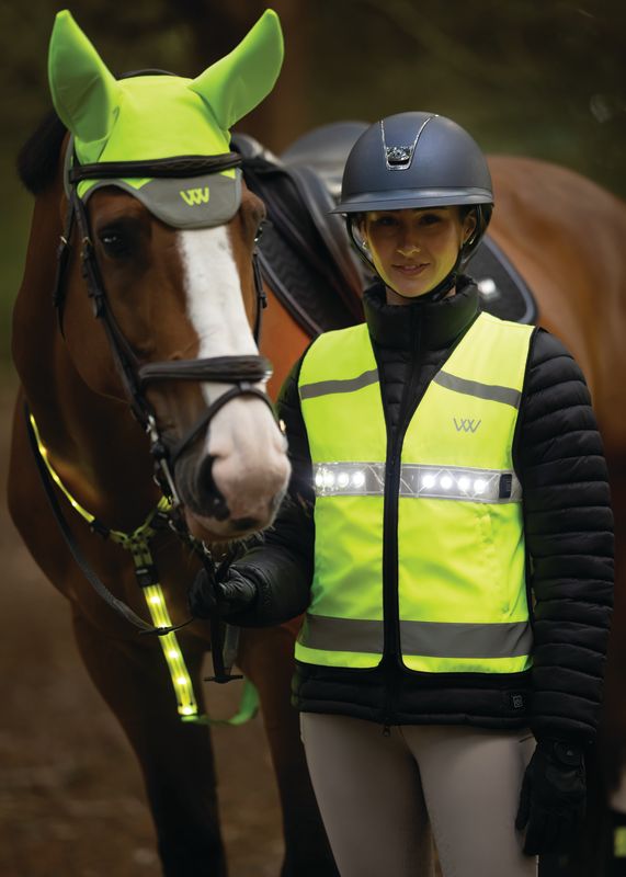 Woof Wear LED Hi Vis Riding Vest – Hi Vis Yellow, Junior Medium/Large, Rechargeable