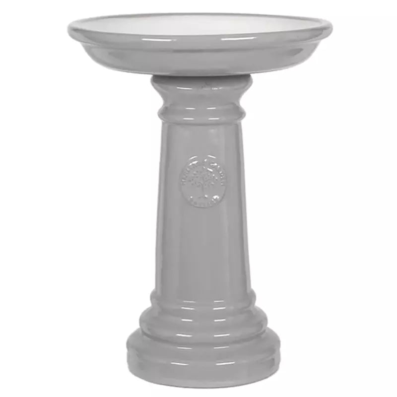 Woodlodge Heritage Glazed Bird Bath – 37cm, Grey & White - Animall